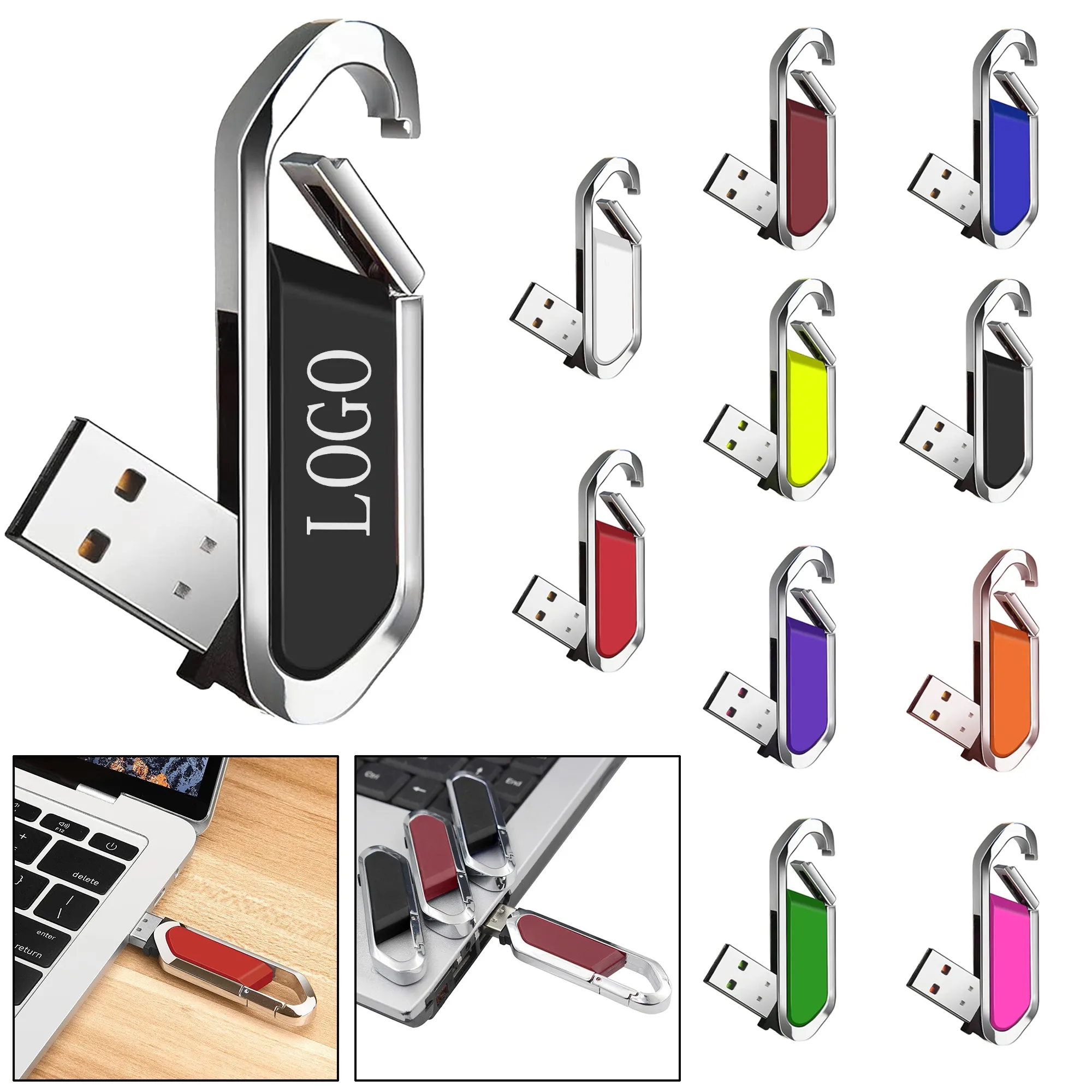 64GB Waterproof Metal Carabiner USB 3.0 Flash Drive 7