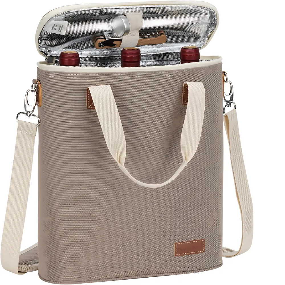 3-Bottle Insulated Wine Tote Carrier 3