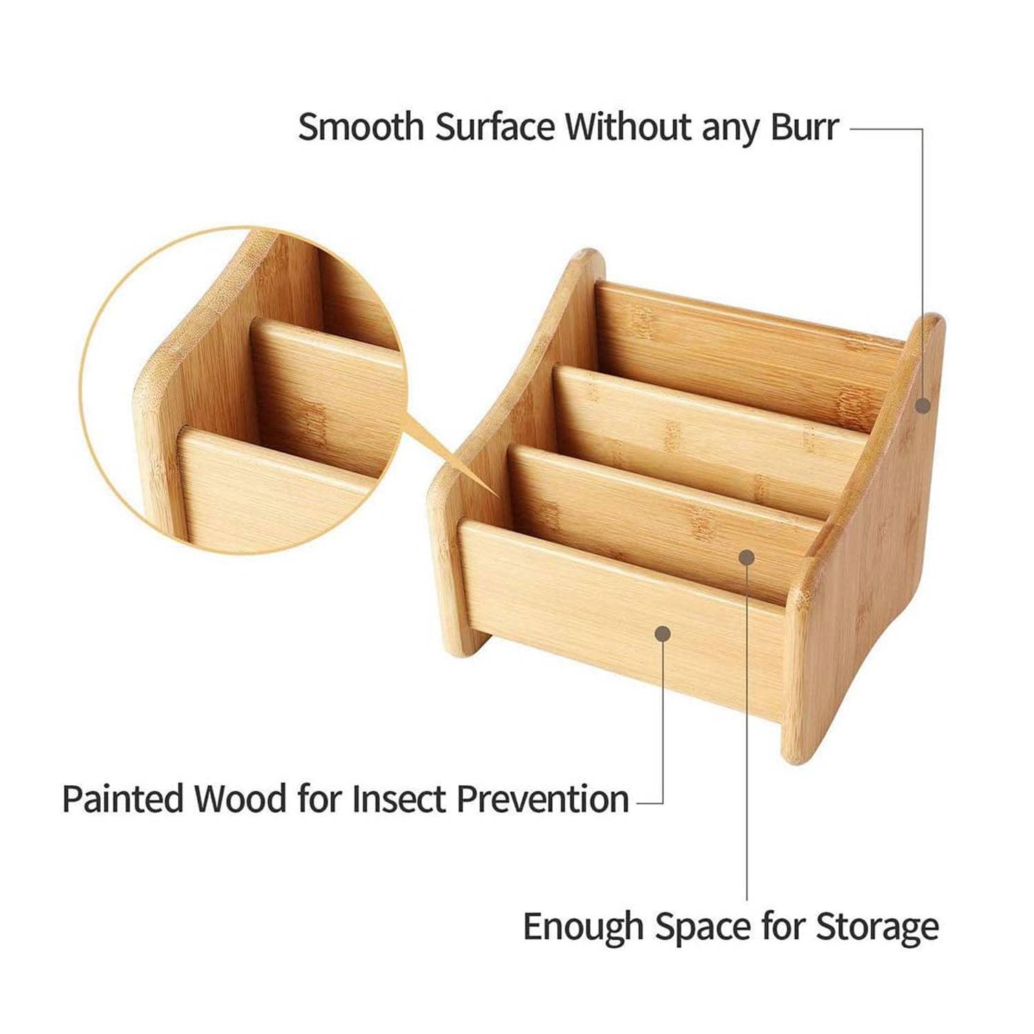 Wood Desk Organizer Bamboo Remote Control Holder 5