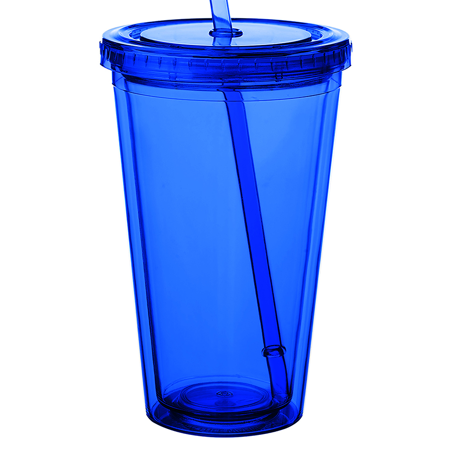 Double Wall Plastic Tumbler - with Straw, 16 oz. 13