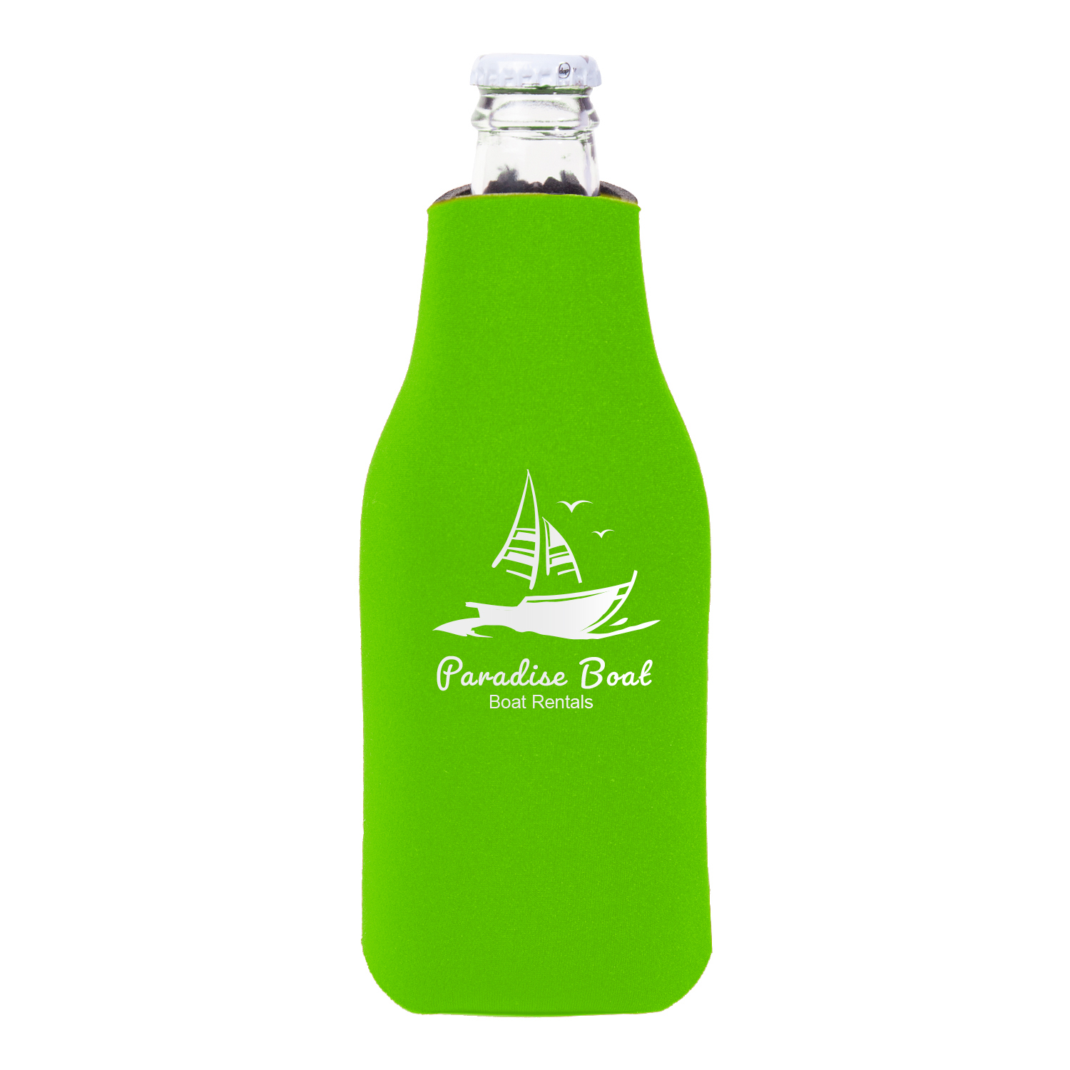 Zipper Beer Bottle Cooler (2 Color Imprint) 2