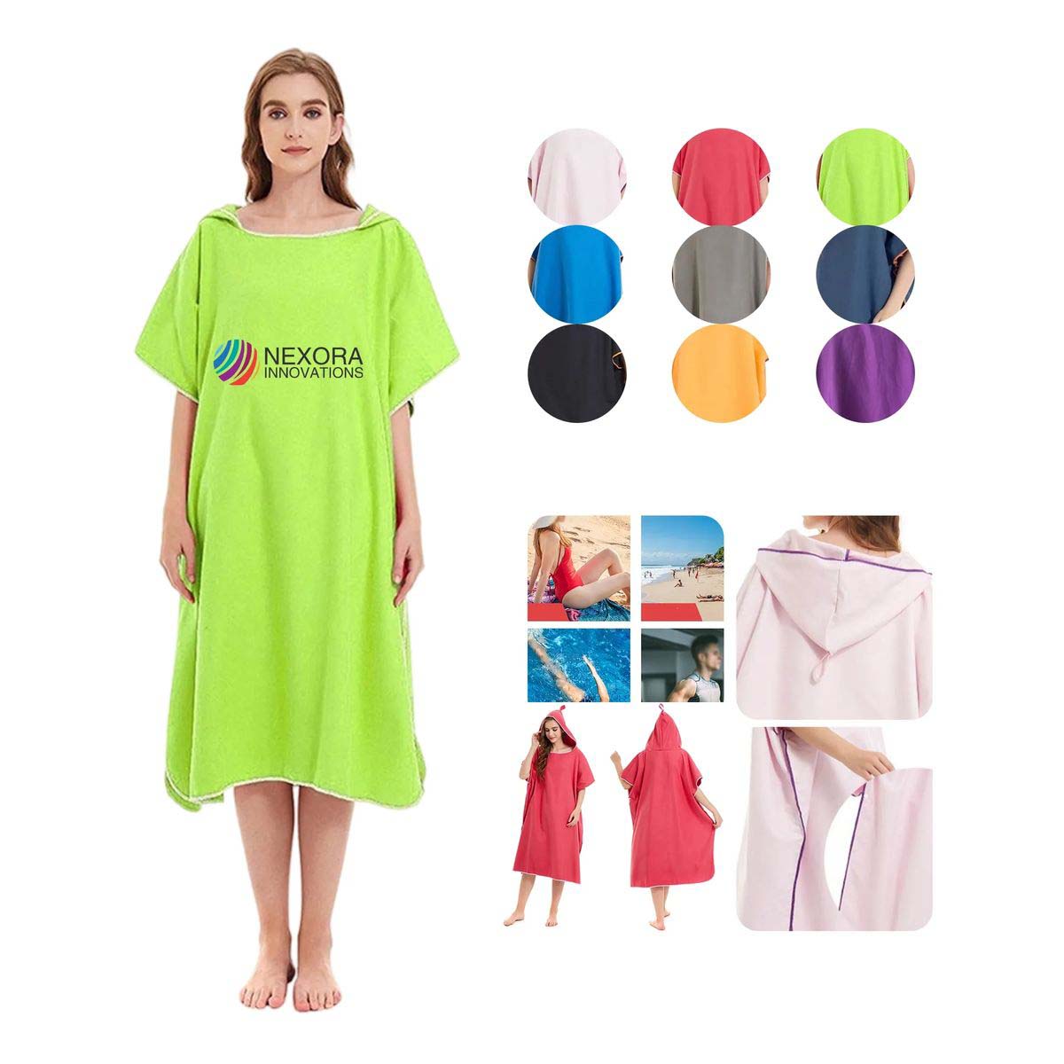 Solid Color Adult Poncho with Snap Button 7