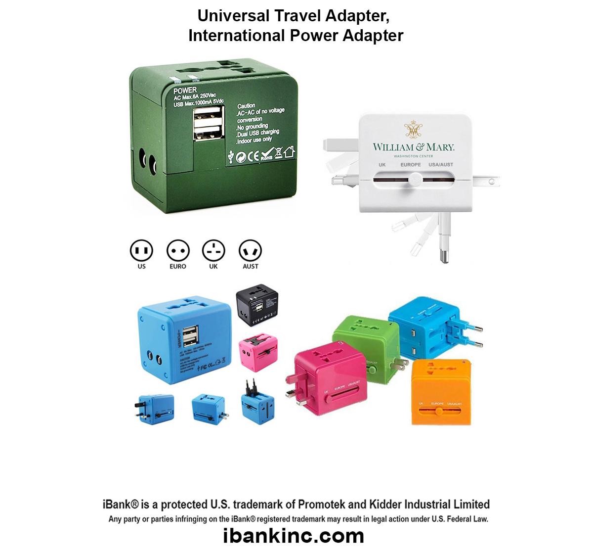 iBank ® Universal Travel Adapter, International Power Adapter 1