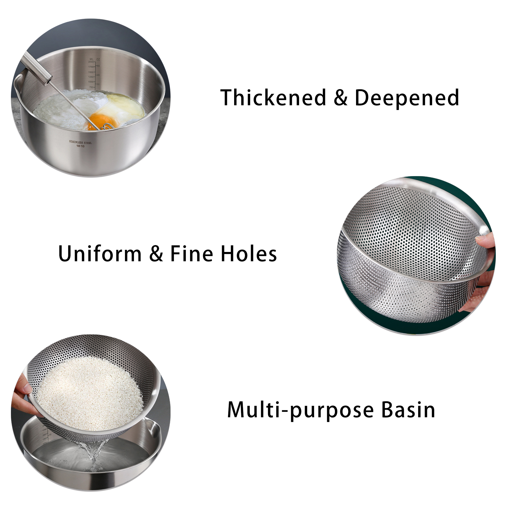 Thickened Stainless Steel Drain Basket Set 2
