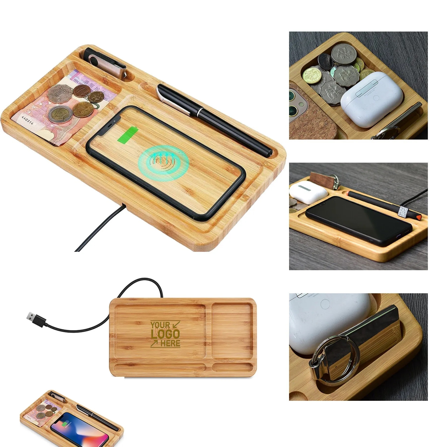Wireless Charging Station With Desk Organizer Pad 3