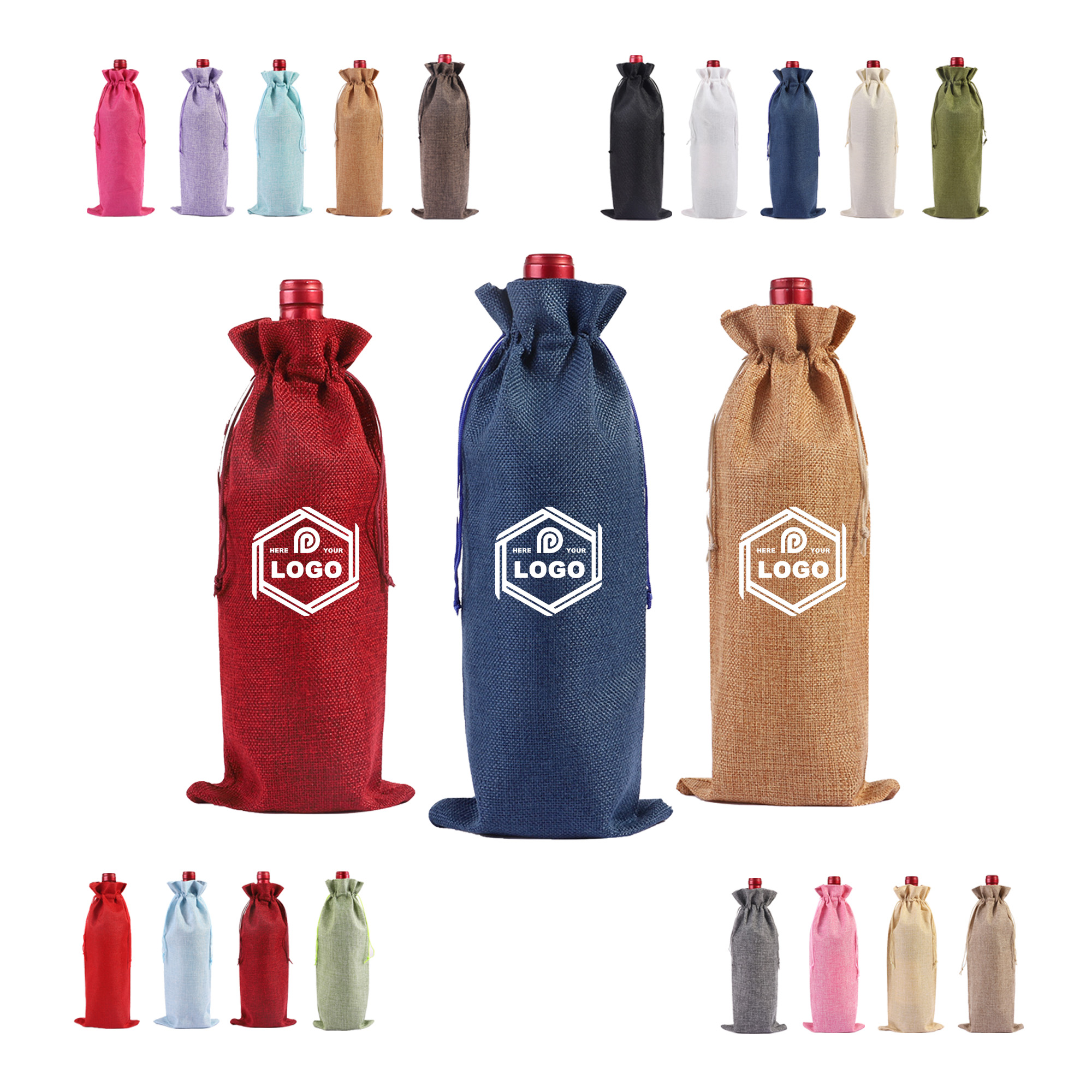 Custom Linen Wine Bottle Bag 2