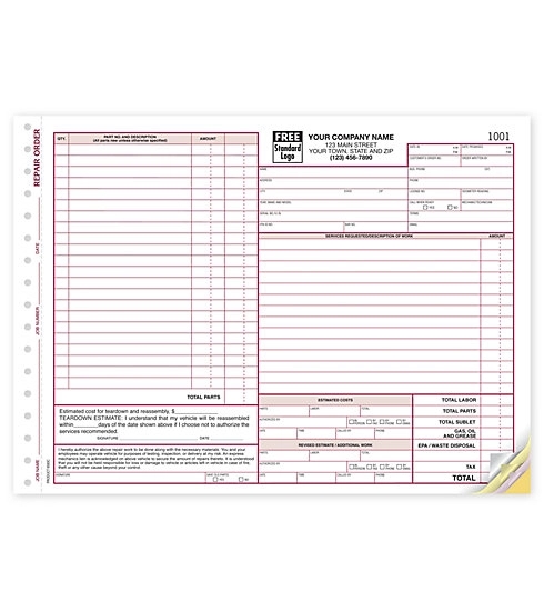 Repair Orders, California State With Small Terms Area 1