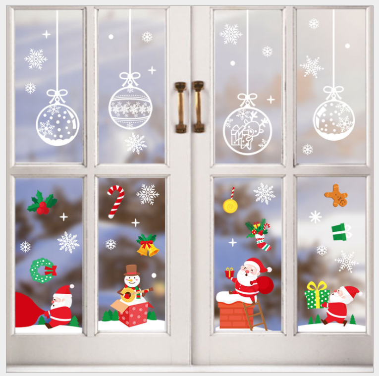 Window Snowman Gel Set Christmas Glass Sticker 1
