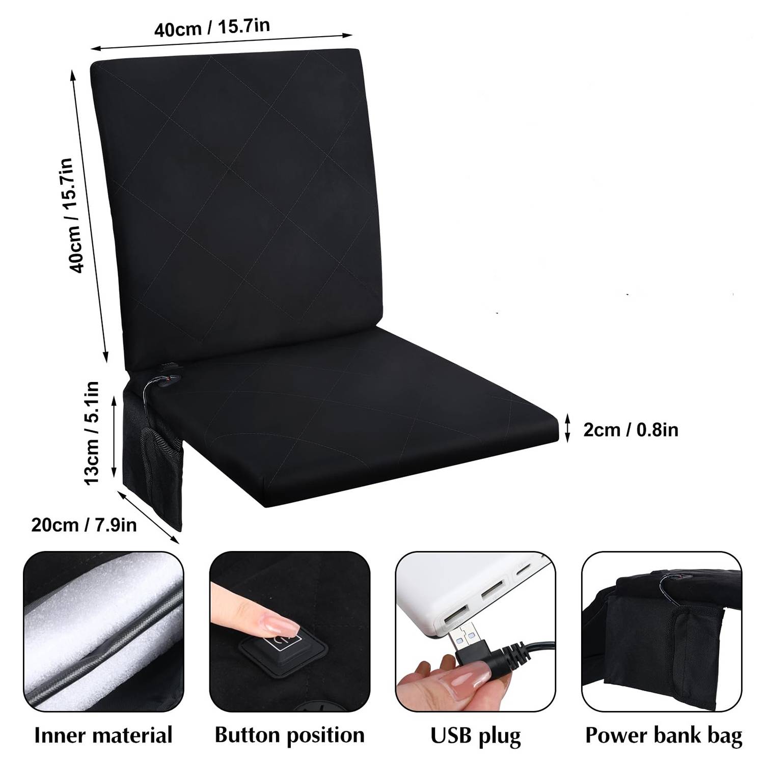 Rechargeable Waterproof Portable Heated Seat Cushion 3