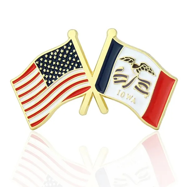 Stock Crossed Flag Pin (USA & USA) 15