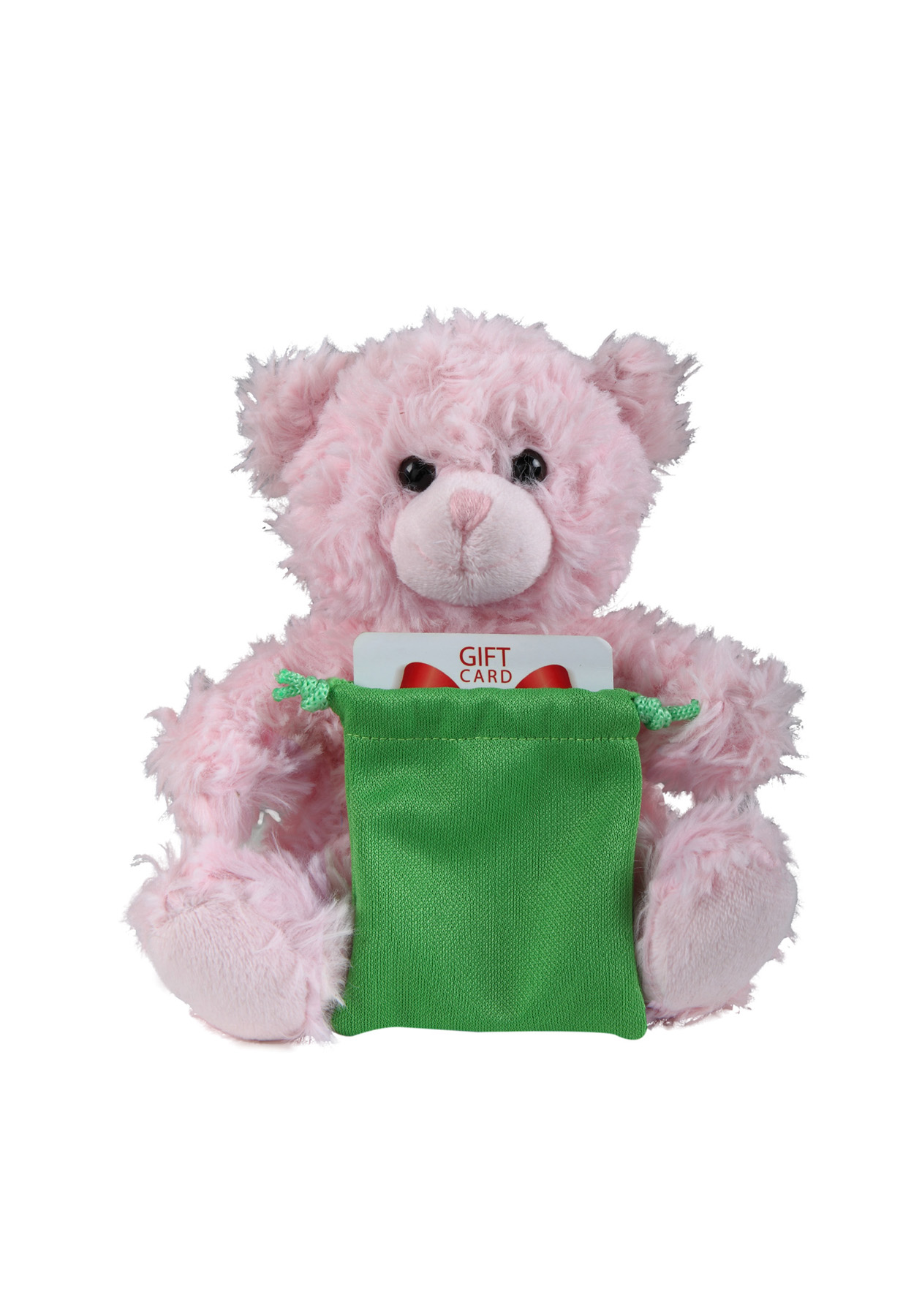 soft plush Pink Curly Sitting Bear with gift card sack 3