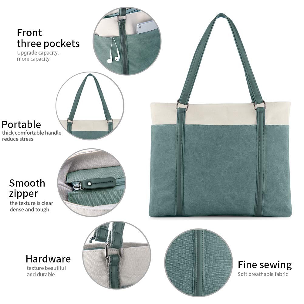 Work Bag with Laptop Compartment Zipper Pockets Teacher Totes Purse 2