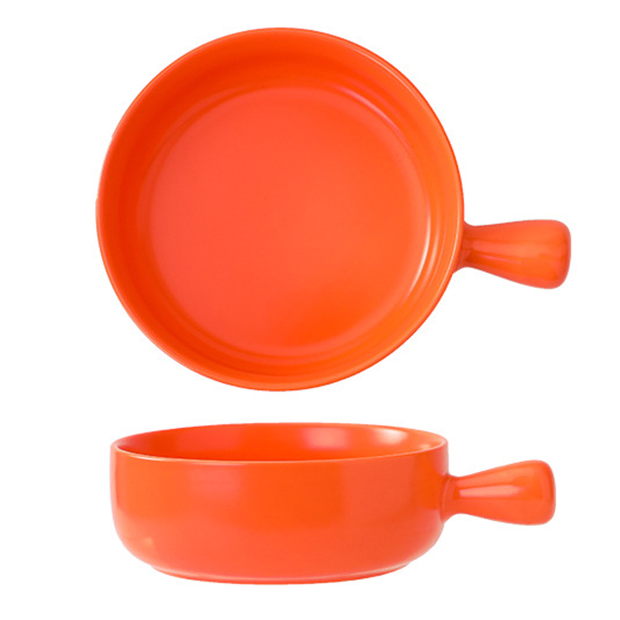 20 oz Round Ceramic Salad Bowl with Handle 5