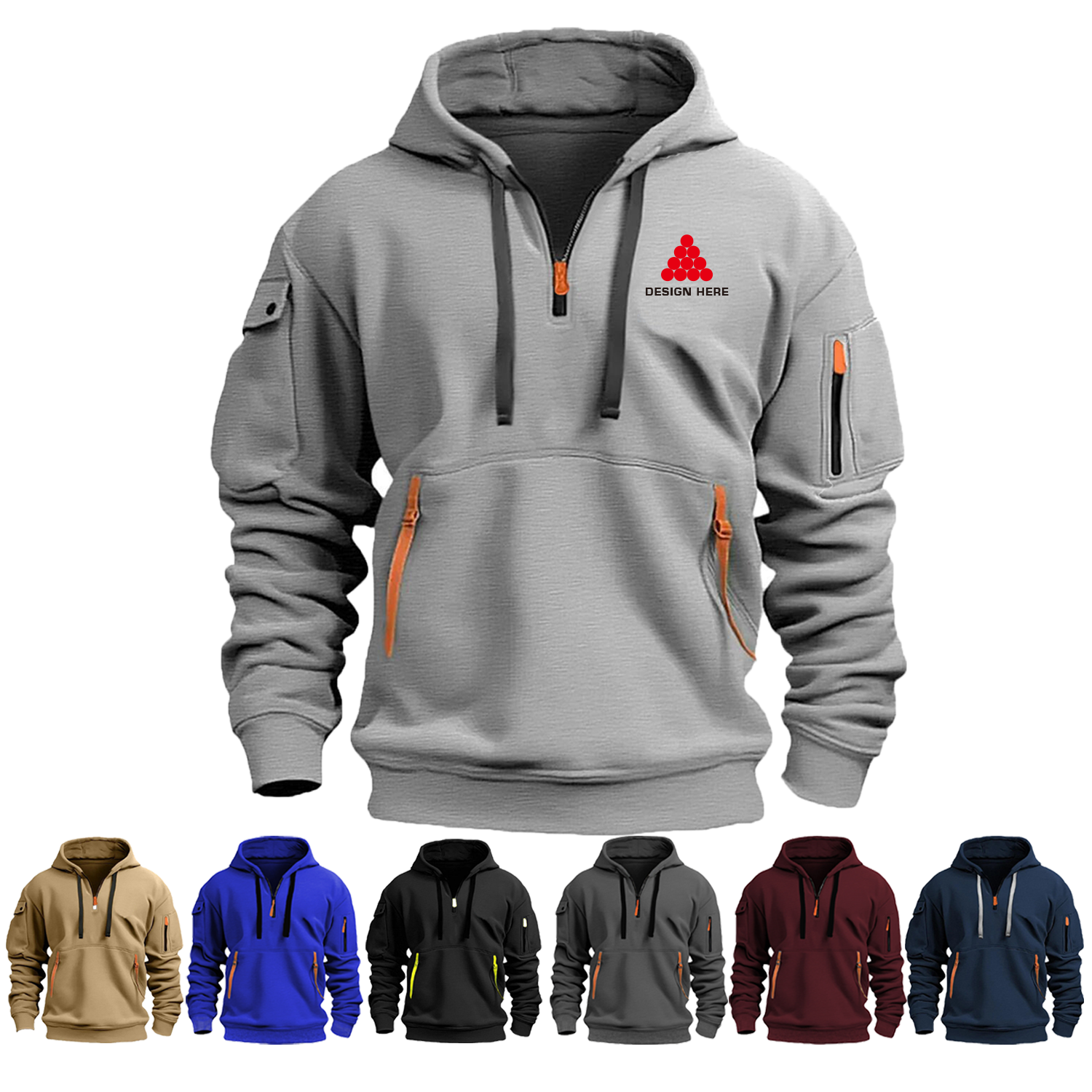 Men's 1/4 Zip Tactical Hoodie with Multi-Pocket Design 2