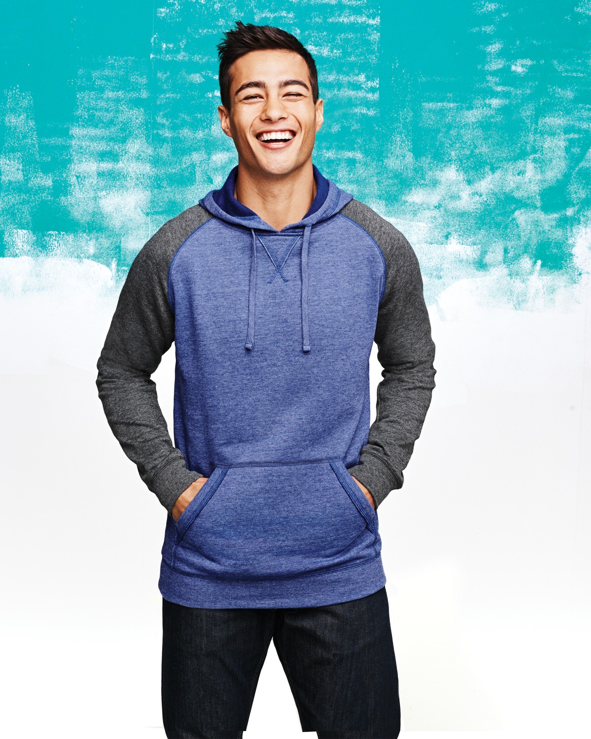 Young Mens Lightweight Fleece Raglan Hoodie