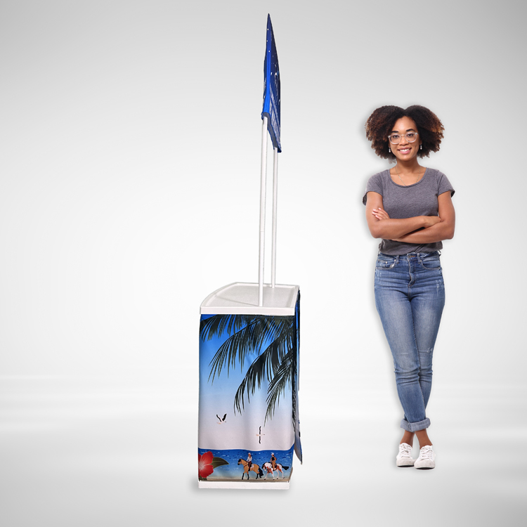 Portable Counter / Trade Show Display Table w. Custom Graphic Wrap / Overhead Sign (Dye Sublimation) 13