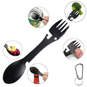 Versatile 2 In 1 Dual Head Stainless Steel Fork Spoon With Carabiner 15