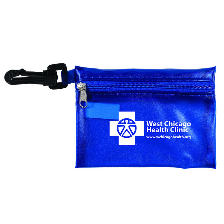 "PARKWAY 7" Piece First Aid Kit inTranslucent Zipper Kit with Plastic Carabiner Attachment 13