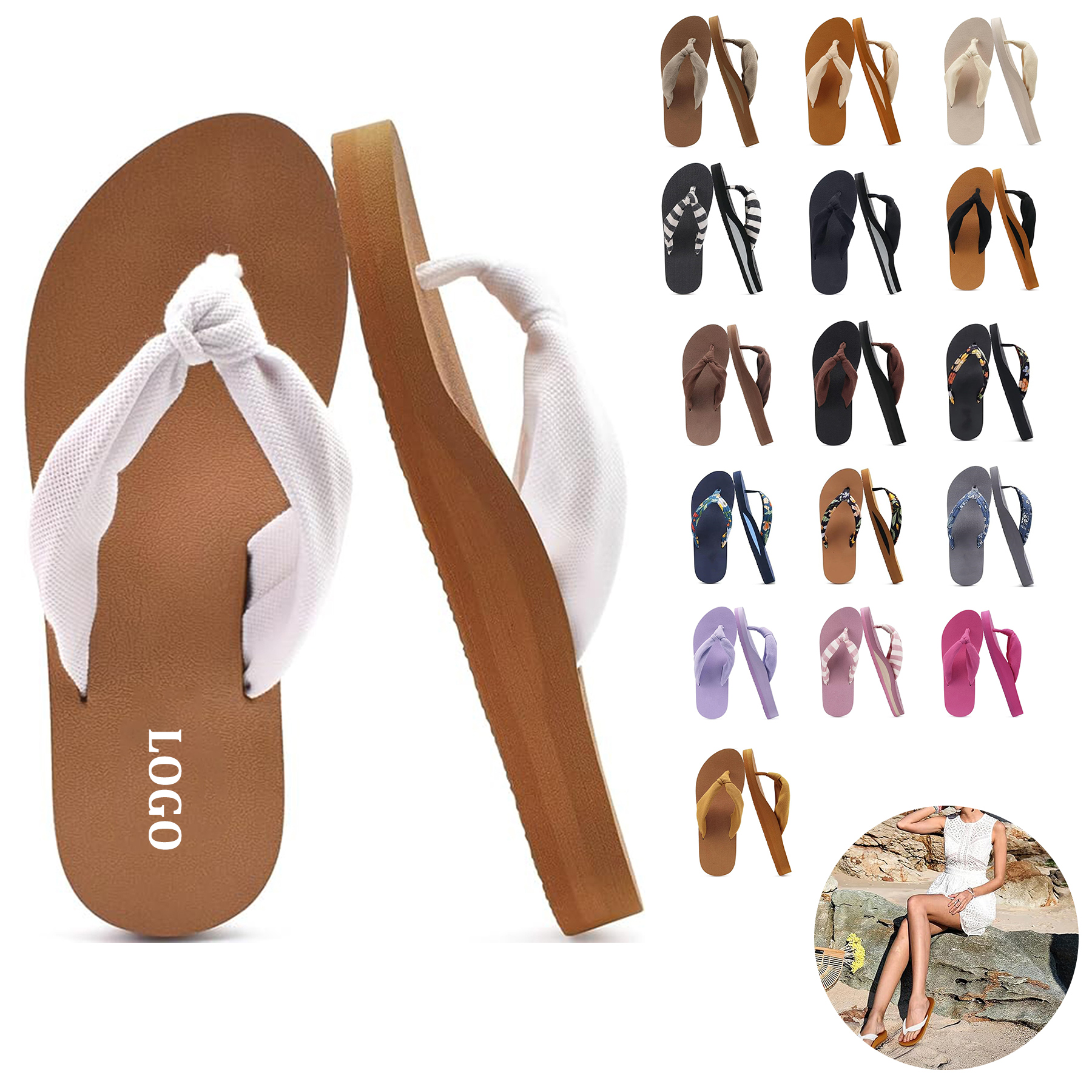 Women's Yoga Mat Leather Flip Flops 11