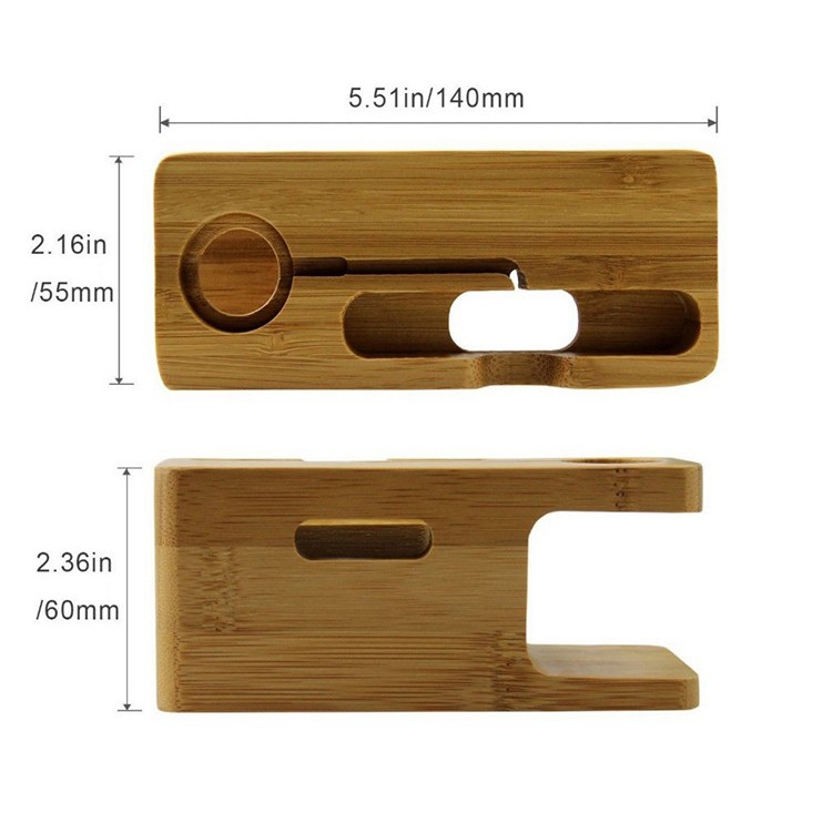Bamboo Wood Desktop Charging Dock Station Charger Holder 6