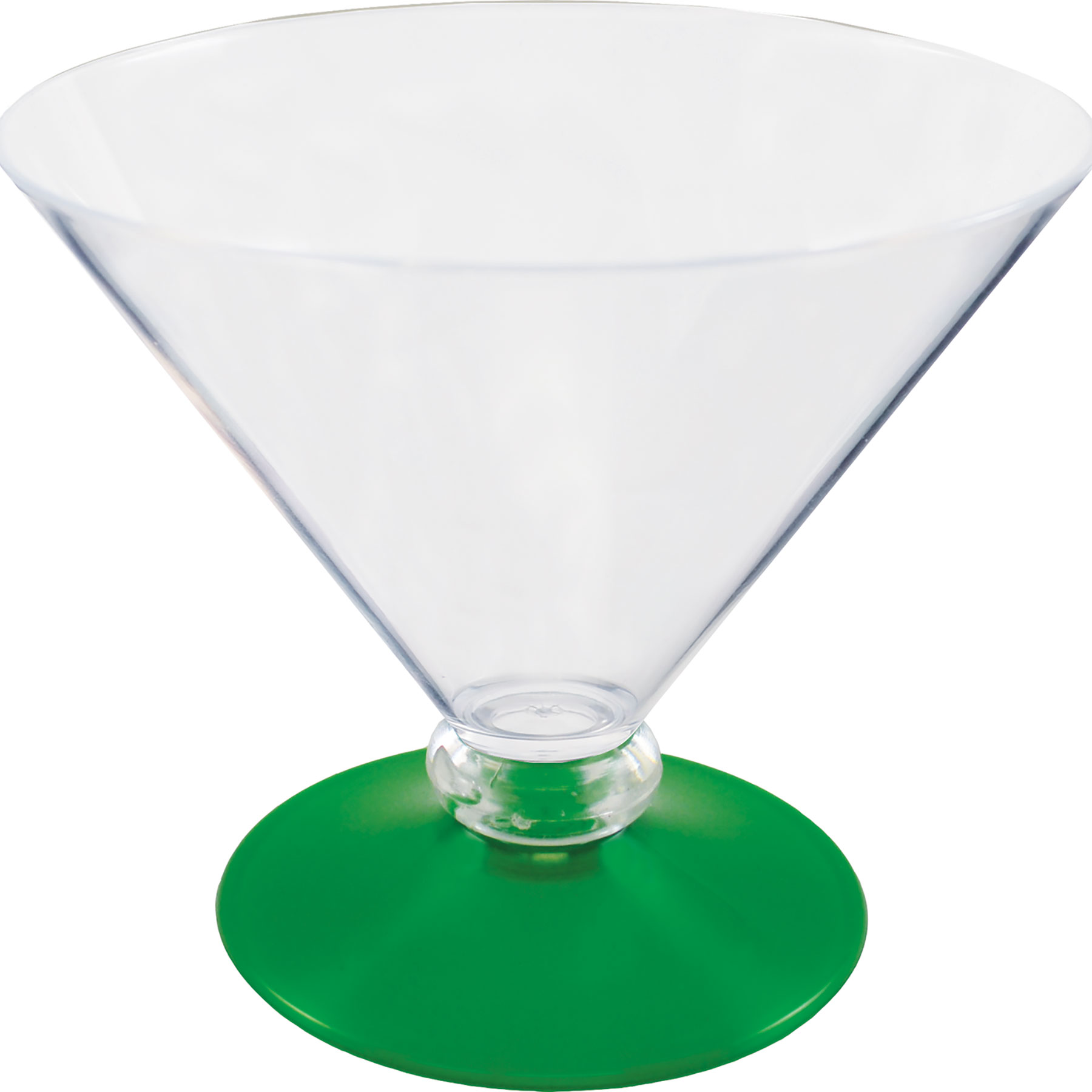10oz Short Stem Plastic Martini Glass with Your Choice of Base Color