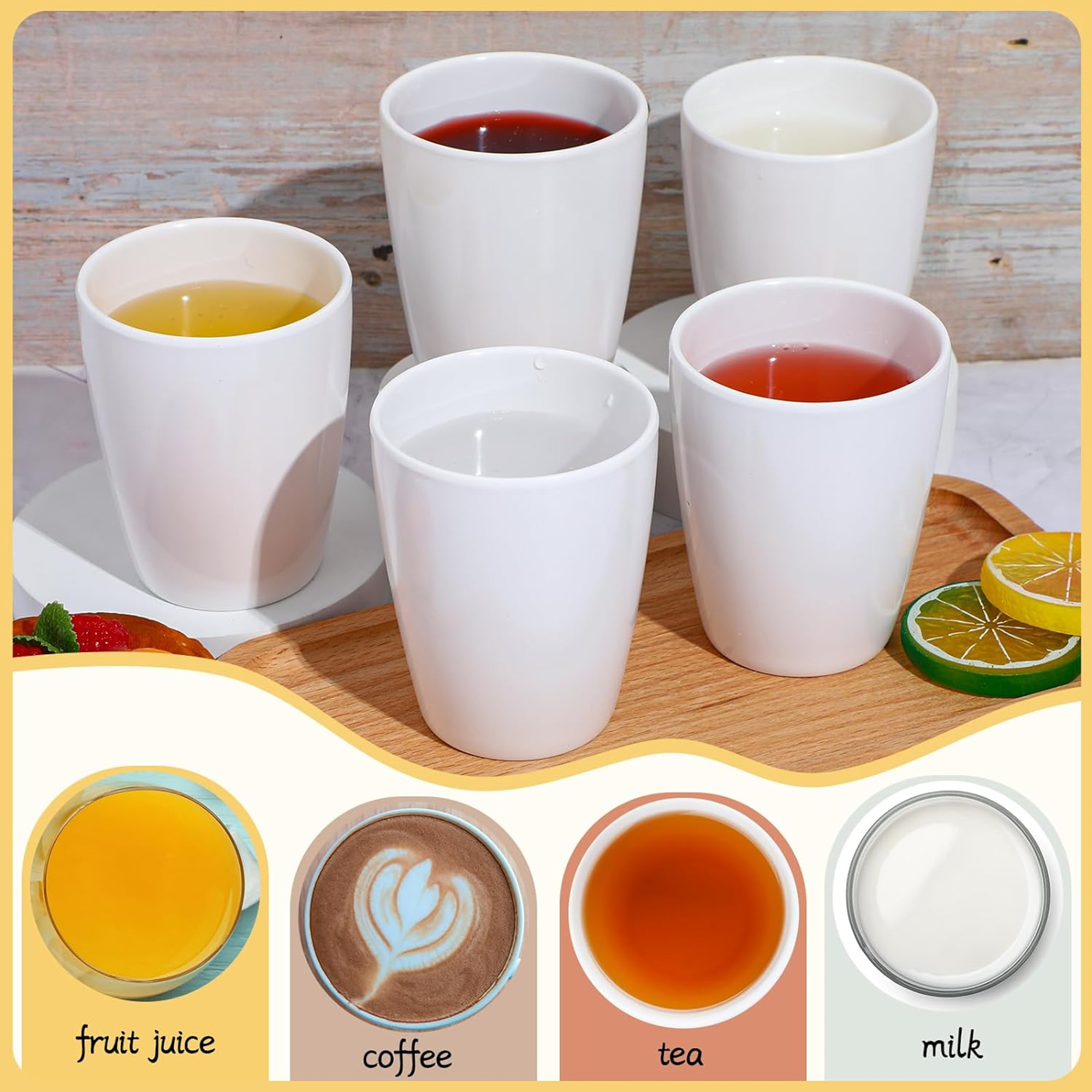White Melamine Cups 9 oz 4