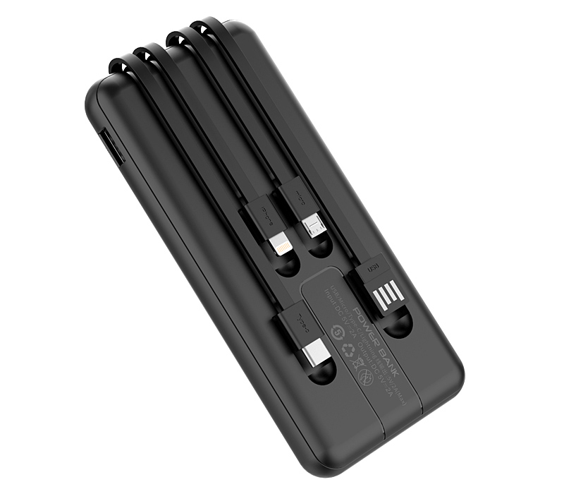 Slim Power Bank with 4 Built-in Cables - 10000 mAh 6