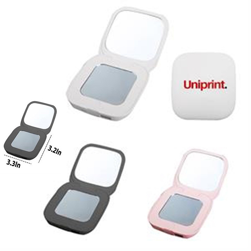Compact Makeup Mirror with LED Lights and Power bank Charger