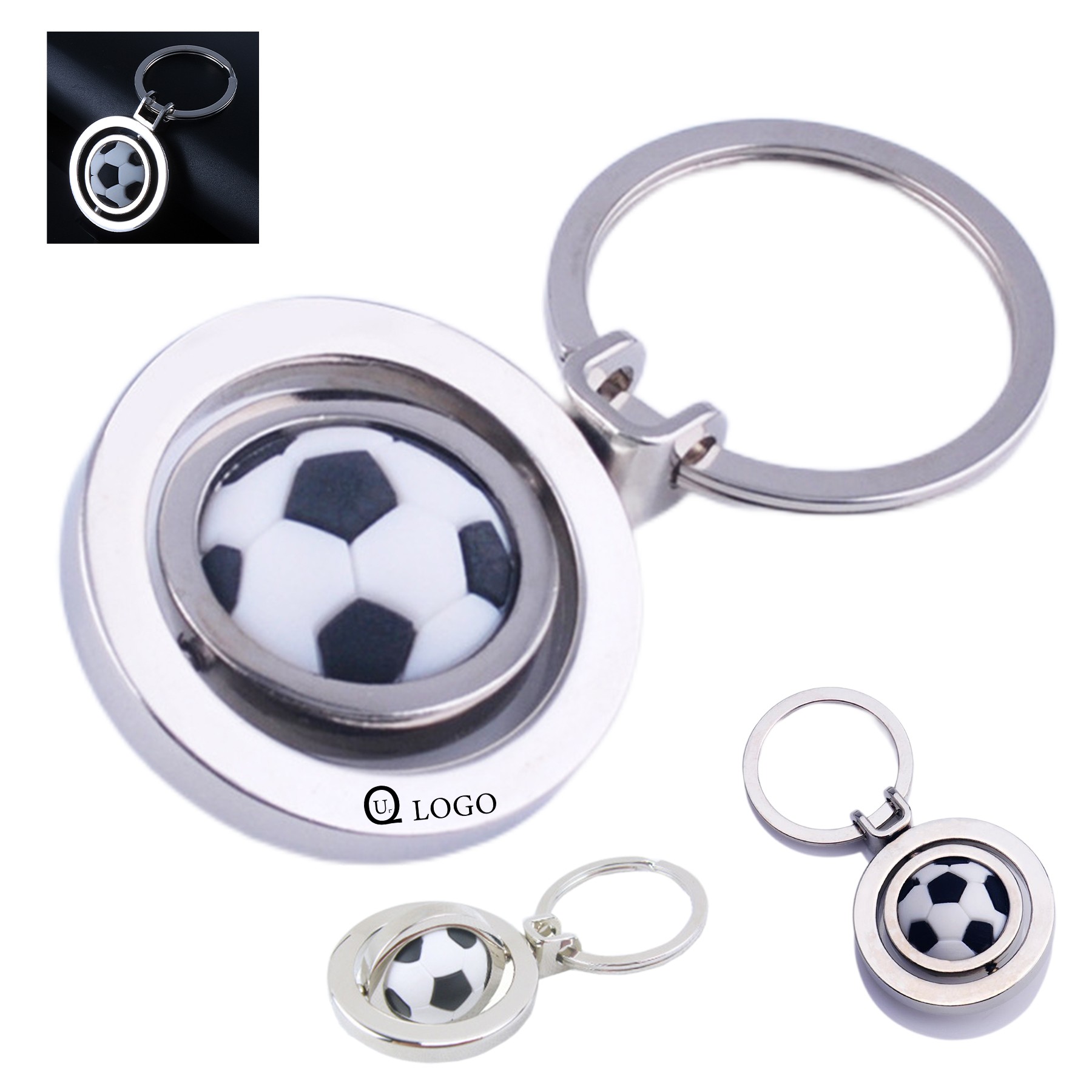 Creative Rotating Soccer Keychain