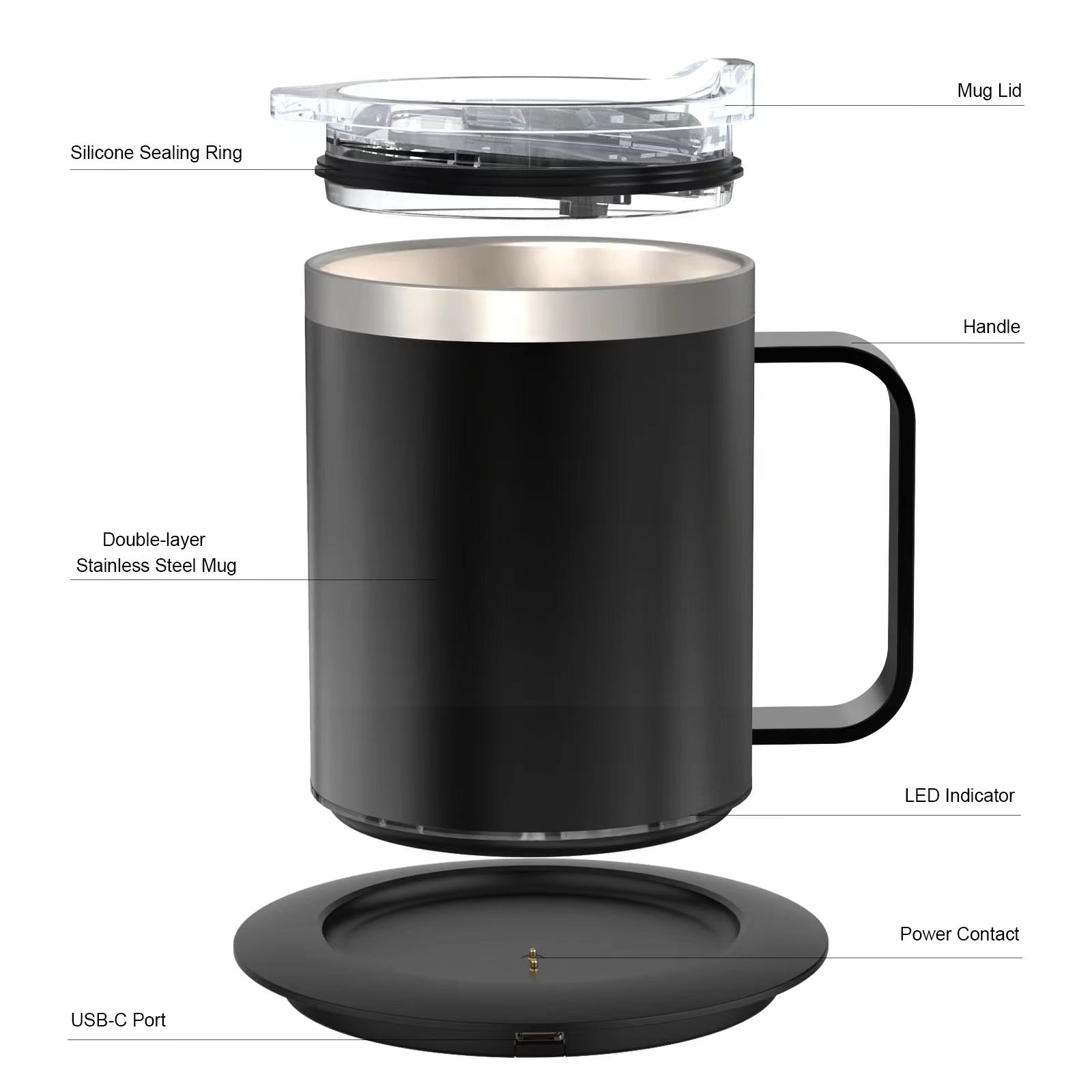 Stainless Steel Smart Mug Warmer with Light-Up Heating Base 9