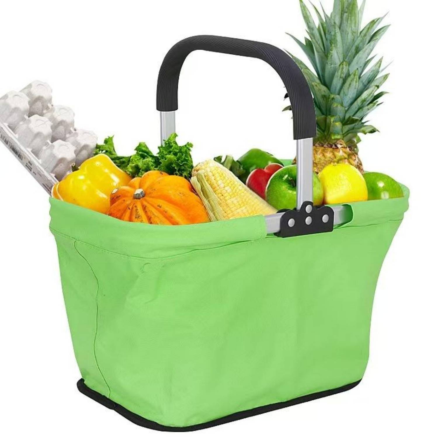 Foldable Aluminum Handle Oxford Shopping Basket 5