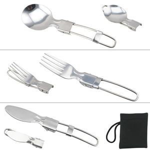 3 In 1 Stainless Steel Flatware Spork Knife With Pouch 16