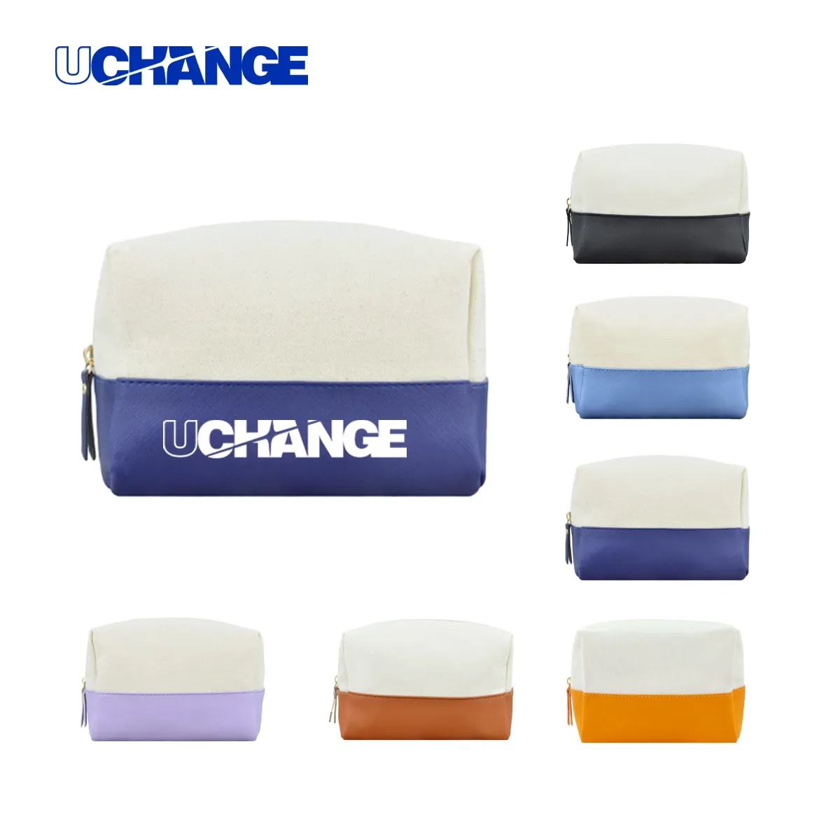 7L Canvas & PU Leather Zippered Cosmetic Makeup Bag 5