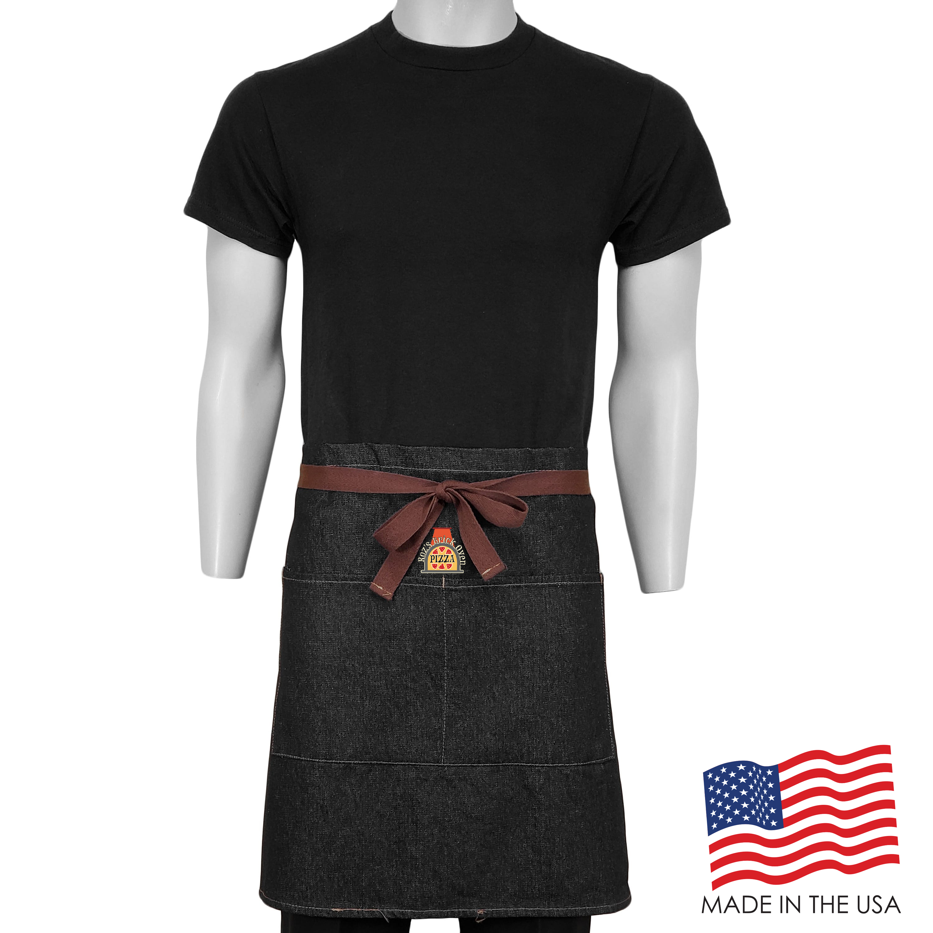 28 in. x 19 in. Denim Half Bistro Apron with Pockets (Full Color Logo) 1