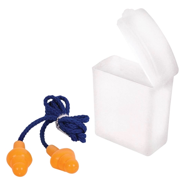 Silicone Earplugs With Blue Nylon Cord and Clear Clip Case 5