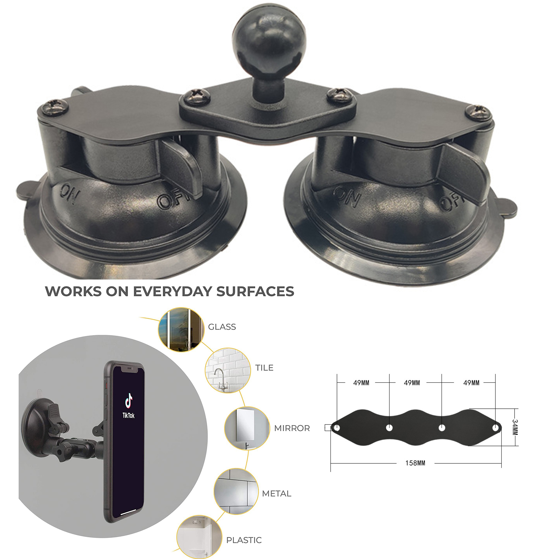Shower Mirror Phone Holder Mount Stand