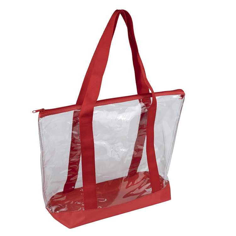 19"W x 13 ½"H x 6"Gusset - "BONDI" Jumbo Clear Zippered Tote Bag 24
