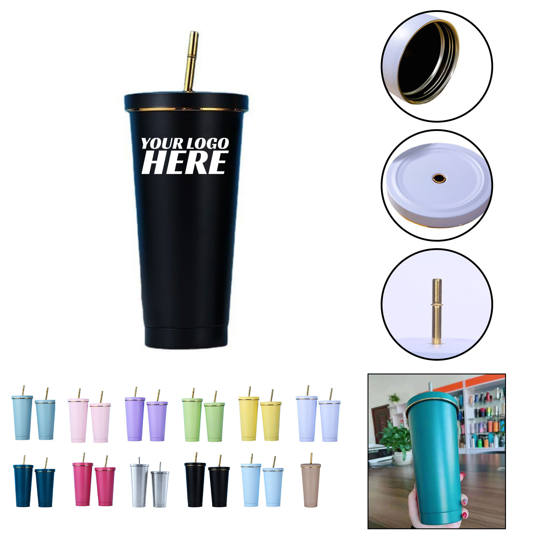 Iced Coffee Tumbler With Lid And Straw 2