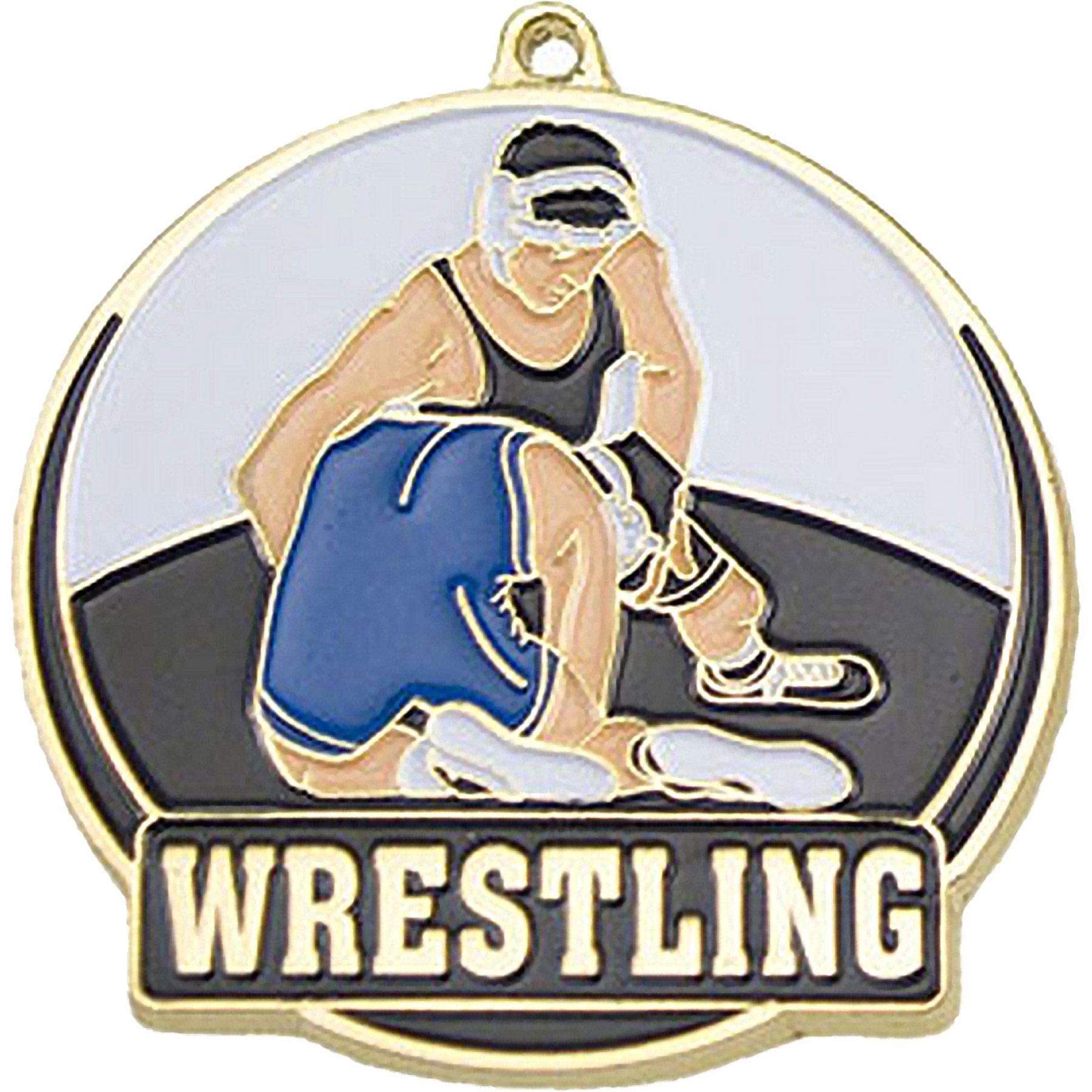 Stock Gold Enamel Sports Medals: Wrestling