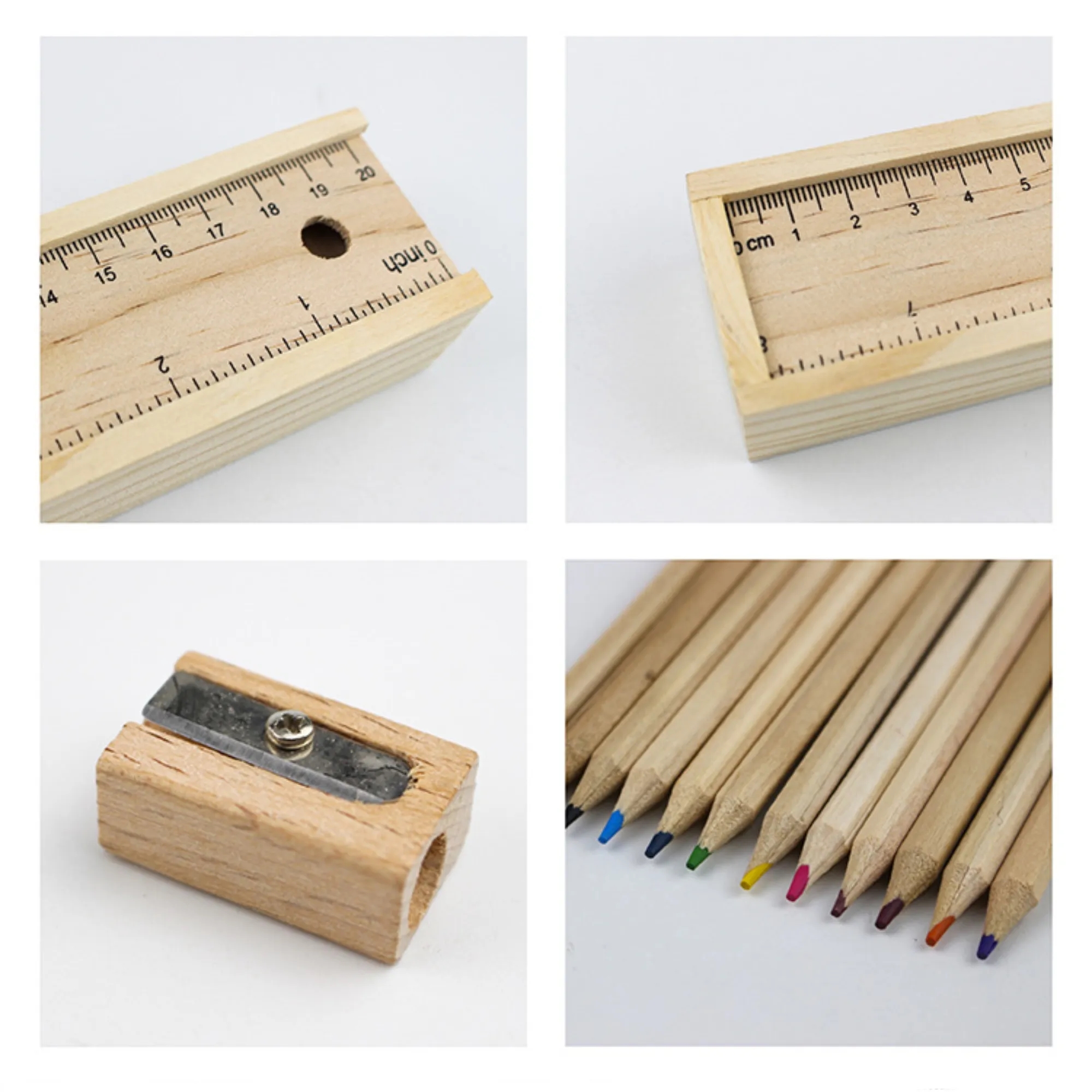 12-Piece Colored Pencil Wooden Set With Ruler & Pencil Sharp 1