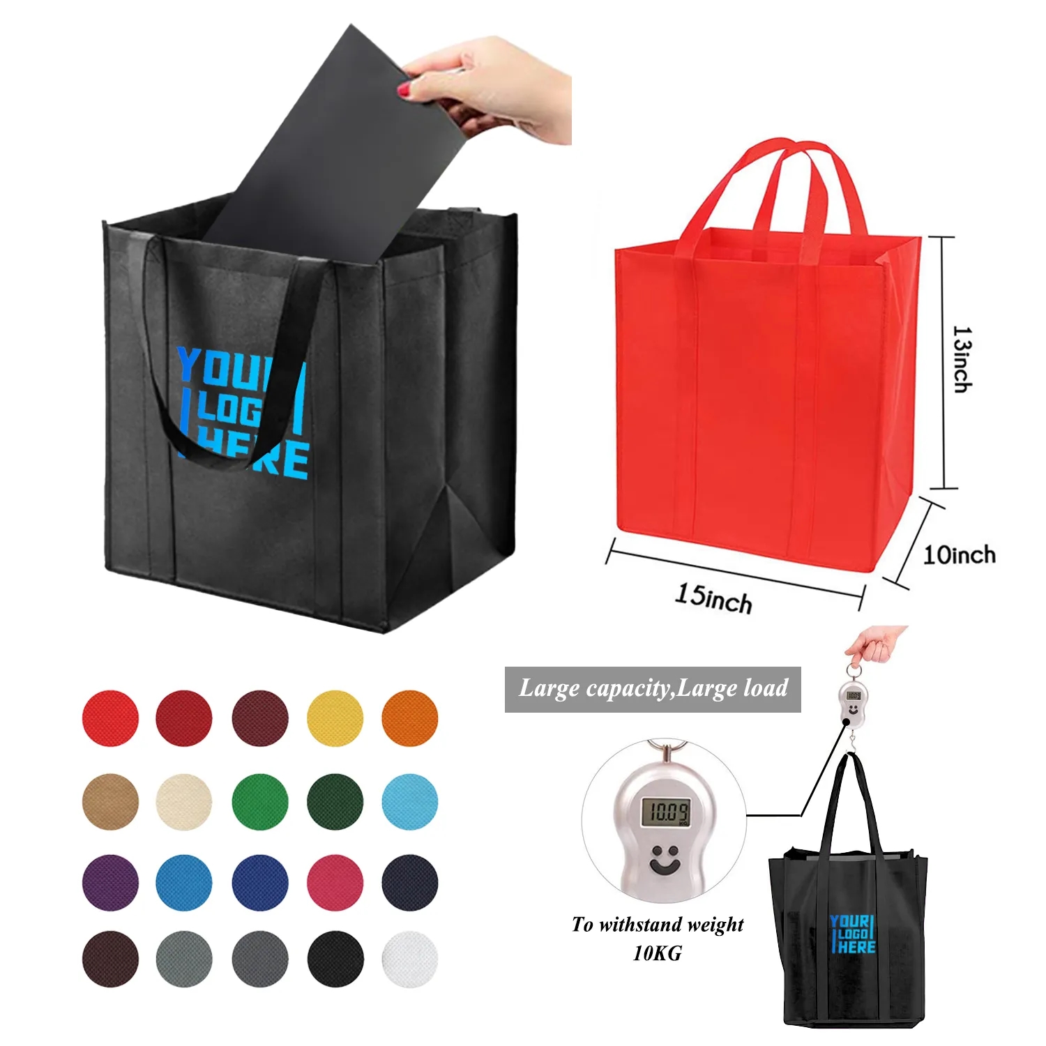 Wide Side Large Non-woven Tote Bag MOQ100pcs