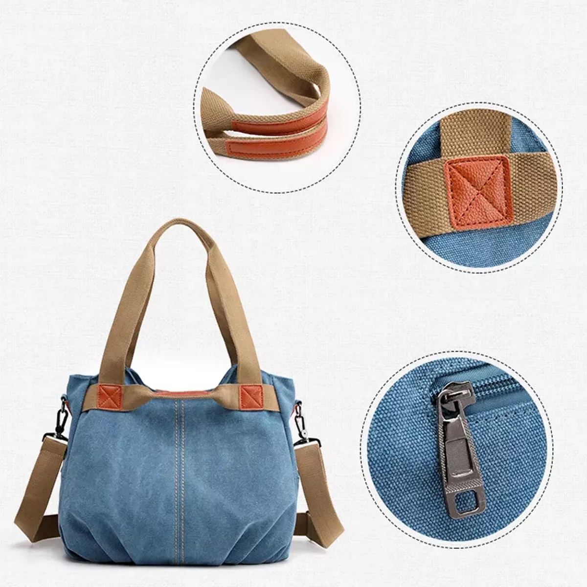 3 In 1 Women's Vintage Canvas Daily Bag 4
