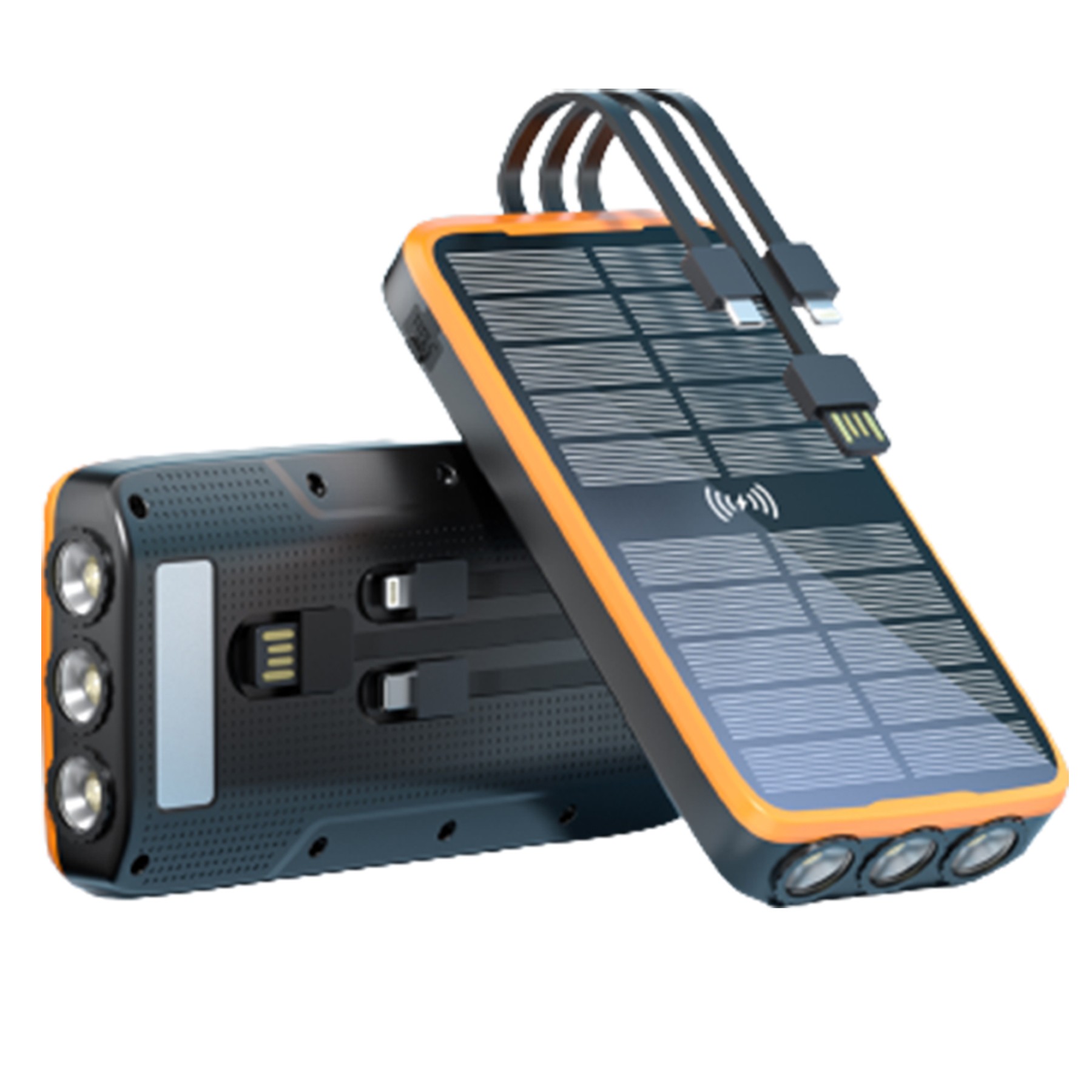 16000Mah Wireless Charging Solar Power Bank Flashlight 1