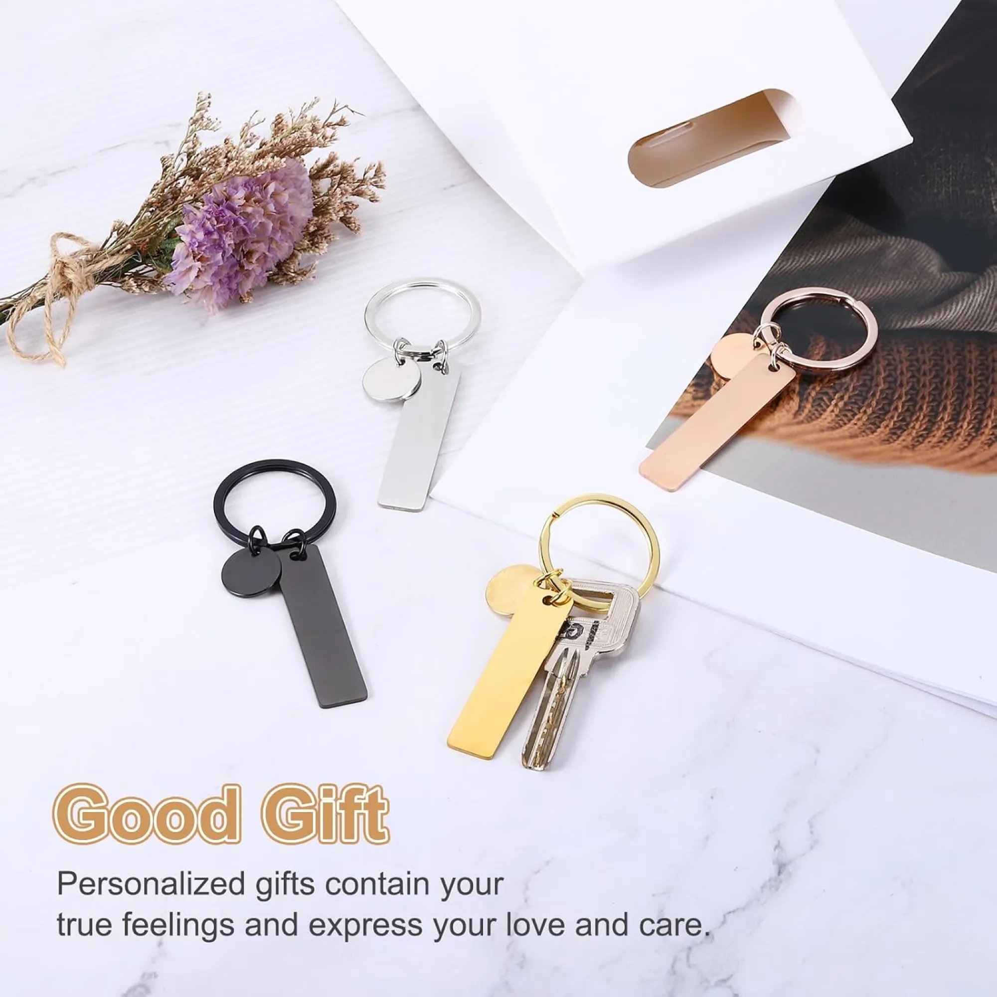 Mirrored Stainless Steel Strip Accessory Keychain 2