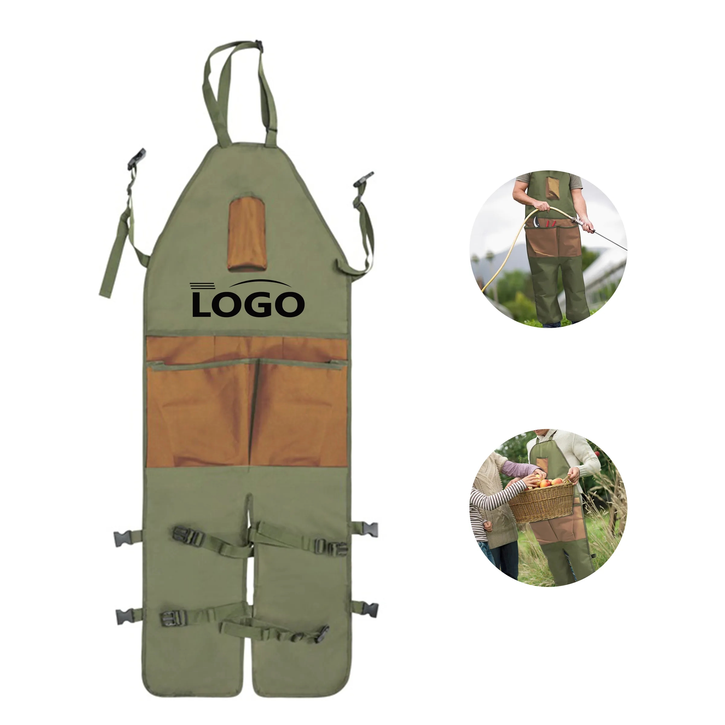 Multi-Pocket Oxford Cloth Gardening Apron and Leg Protection