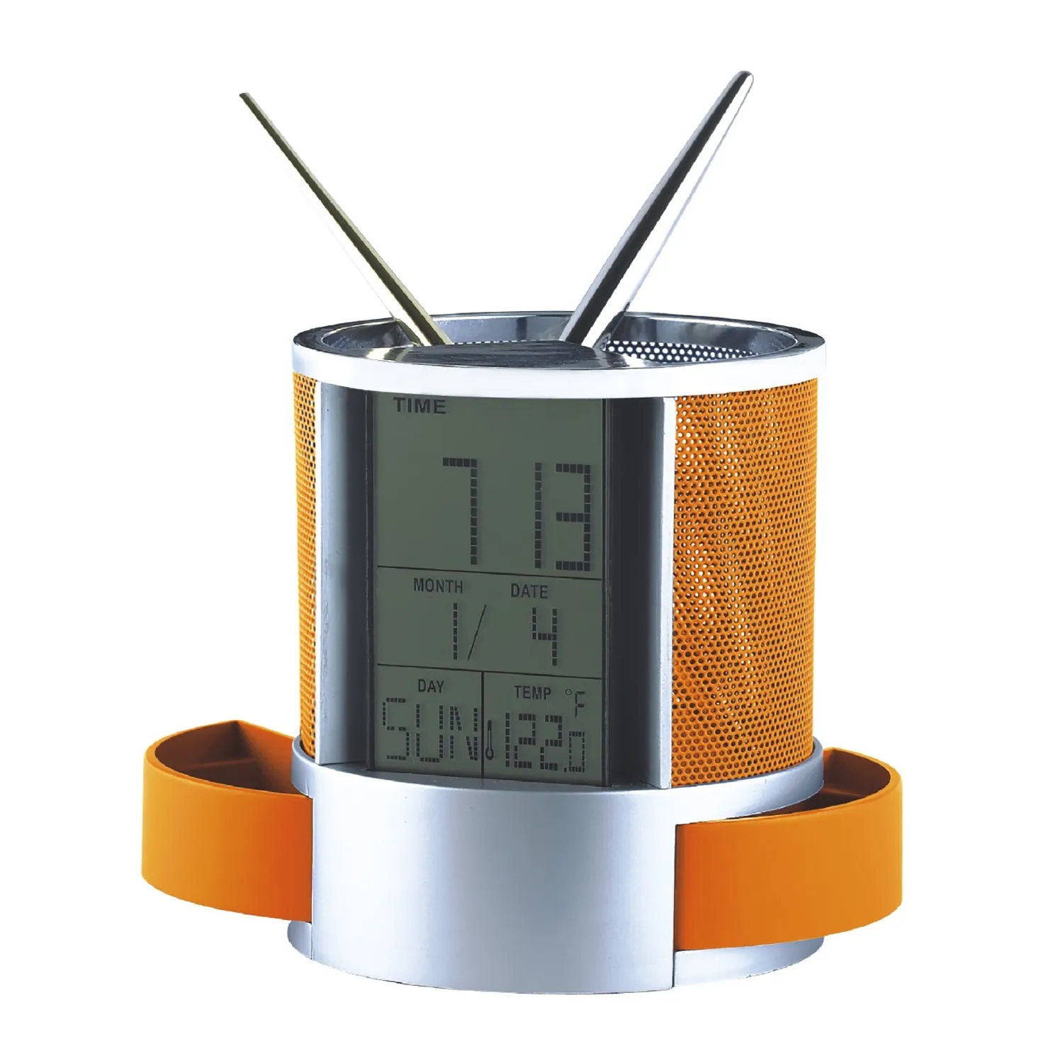 Multifunction Desk Clock with Pen Cup 4