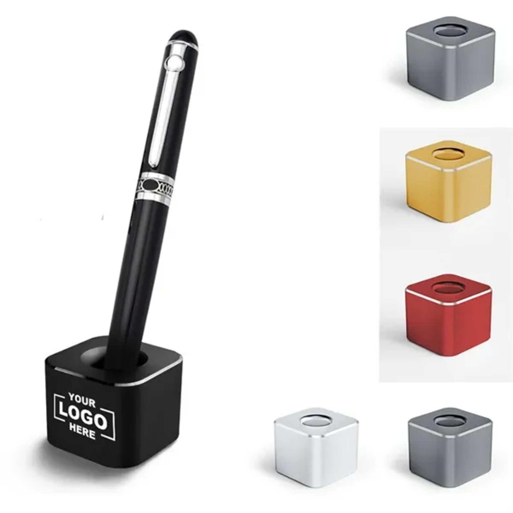 Aluminum Square Pen Holder With Non-Slip Base
2