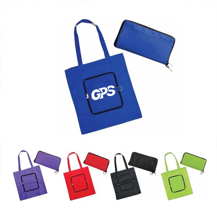 Custom Zip-Up Folding Tote Bags