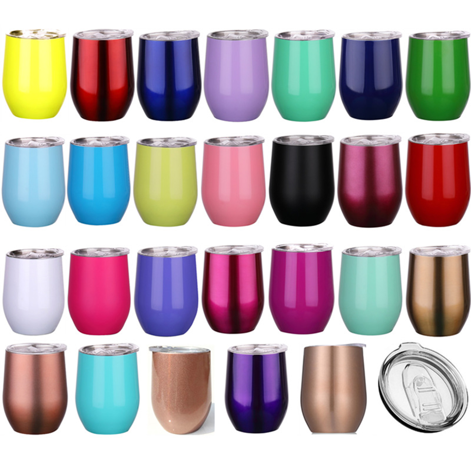 12 oz Stainless Steel Wine Tumbler with Lids 2