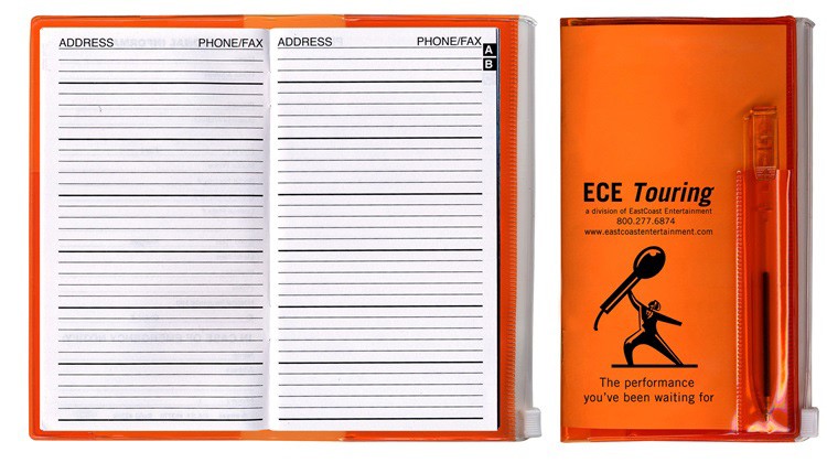 Address Book w/ Zip Back Planner & Clear Pen - Translucent Color Cover 3